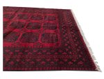 Incredible Red Afghan Elephant Foot Handmade Carpet - 294 x 196 CM - Image 4